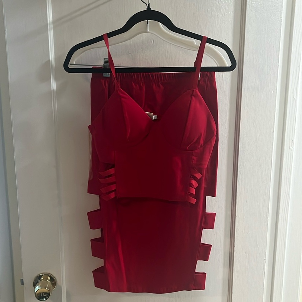 Two piece red night club set